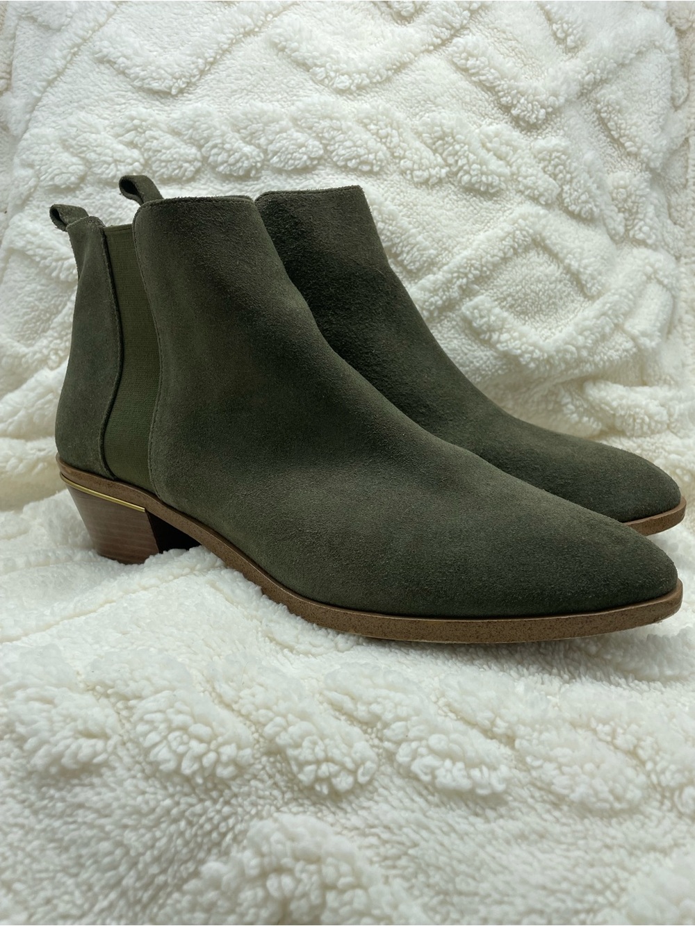 Michael Kors Olive Suede Chelsea Booties